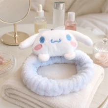 Cinnamoroll MINISO Sanrio 毛絨髮圈 可愛角色彈性髮帶 返校季日常護膚必備女性配件 - 藍白色 - 查看 4
