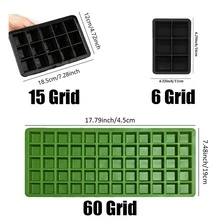 1 Silicone Ice Grid Mold, Simple Black 15 Grid/6 Grid/60 Grid/ Refrigerator Ice Maker Tray - 黑色 - 查看 2