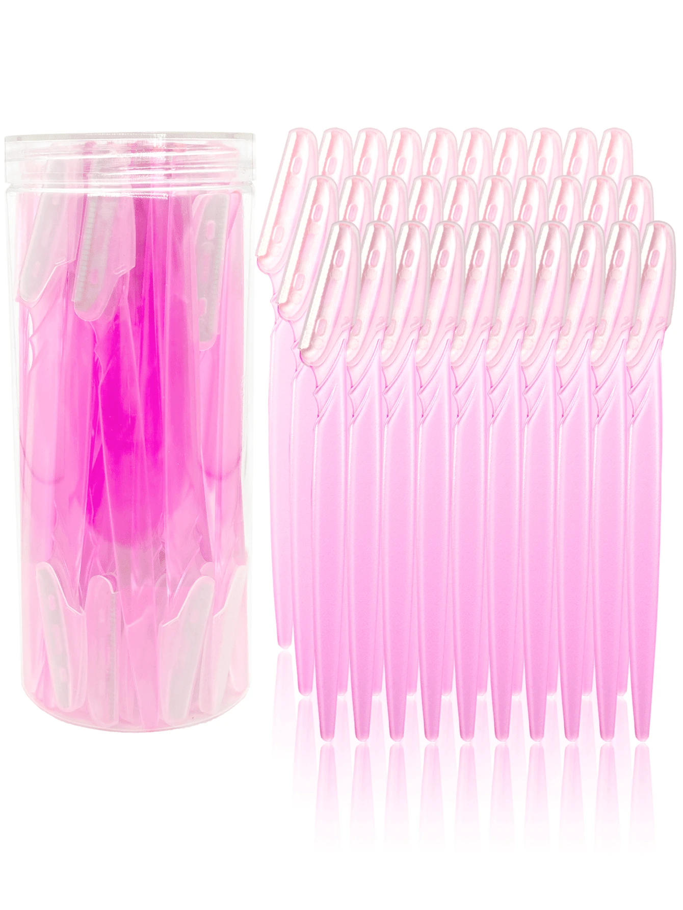 60/30/12/6/3/1 Set Transparent Pink Eyebrow Razor Kit, Includes Eyebrow Trimmer, Shaver, Callus Remover, Body Hair Trimmer, And Facial & Eyebrow Razor With Long Handle Blades And Precision Blade Cover, Suitable For Women's Daily Or Travel Use