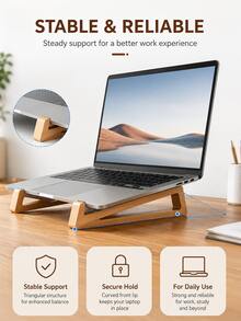 Set 2 Buah Dudukan Laptop Kayu, Penyangga Laptop Portabel Minimalis, Serat Kayu Alami, Penopang Meja Ergonomis, Cocok Untuk Laptop, Tablet, Kantor Rumah, Belajar, Ruang Kerja, dan Penggunaan Sehari-hari - Dudukan laptop - View 5