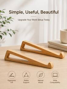 Set 2 Buah Dudukan Laptop Kayu, Penyangga Laptop Portabel Minimalis, Serat Kayu Alami, Penopang Meja Ergonomis, Cocok Untuk Laptop, Tablet, Kantor Rumah, Belajar, Ruang Kerja, dan Penggunaan Sehari-hari - Dudukan laptop - View 7