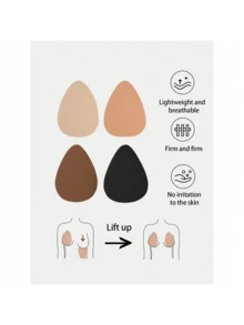 2/4 piezas Cinta de látex invisible con efecto elevador, almohadillas para pechos en forma de gota de agua, insertos para sujetador sin tirantes, talla grande, adecuado para copas B-E - multicolor - Ver 9