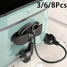 3/6/8件組電纜夾！TPU彈性材質，輕鬆整理氣炸鍋/攪拌機電線，告別雜亂，適用於廚房電器，電纜管理支架，適合氣炸鍋、攪拌機、咖啡機－免電池電纜收納方案 - 多色 - 查看 3