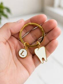 Llavero de diente personalizado como regalo para dentistas, decoración de billetera, llave de diente, anillo de llaves - dientes blancos - Ver 6