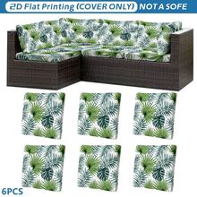 1pc/2pcs/6pcs/8pcs Set Tropical Palm Leaf Digital Print Outdoor Sofa Cover (Cover Only, Sofa Not Included) Protects Sofa Furniture Home Decor Machine Washable Patio Cushion Cover With Elastic Band Closure, Outdoor Sofa Cushion Cover, Patio Sofa Cover, Patio Furniture Cover, Living Room Furniture Protector, Suitable For Garden, Park, Indoor And Outdoor Sofa Cushions, Sectional Sofa And Armchair - Multicolor - View 2