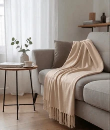 Manta Para Sofá Decoração Proteção 2,20x1,50 Envio Imediato - Bege - Visão 3