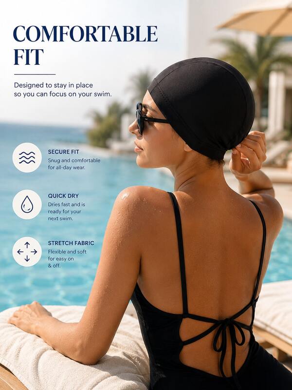 Women's Soft Elastic Swim Cap, Lightweight And Comfortable Swim Cap, Pool Beach Vacation Swimming Cap, Minimalist Lightweight Elastic Swim Cap, Pool Day Essential