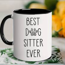 [24-Hour Shipping Within Mexico] Double-Sided Print Mug "Best Dog Caregiver Ever" White Ceramic Coffee Mug - Insulated, Reusable With Paw Print Design - Ideal Gift For Pet Lovers On Birthdays, Holidays, Christmas, Valentine's Day, Best For Christmas - 2 - 查看 2