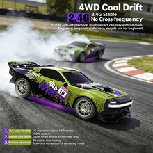 1pc/Set 4WD Remote Control Car Toy, 1:24 Scale RC Racing Car Model Toy, 2.4GHz Remote Control Drift Toy Car, Built-In Light Effects, Children's Toy, Outdoor Toy, Educational Toy, Stress Relief Toy, Remote Control Toy - Multicolor - View 3