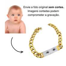 Adult Bracelet With Baby Look + Personalized Phrase, Free Engraving, Gift, Silver & Gold - 金色正面和背面 01 - 查看 5