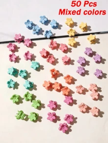 50pcs Cute Colorful Flower Mini Hair Clips, Y2K Macaron Candy Color Small Hair Clips, Sweet Matte Floral Hair Accessories, Suitable For Women And Girls - Multicolor - View 4