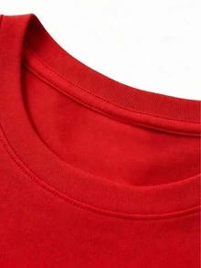 Unisex Casual Cotton Short-Sleeved Round Neck T-Shirt With "Best Day Forever" Print, Regular Fit, Men's Sizes Suitable For The Whole Family. - 紅色 - 查看 4