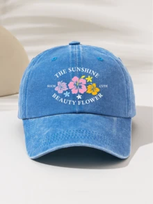 1件時尚極簡水洗棒球帽，四季通用裝飾風格「THE SUNSHINE SUCH CUTE BEAUTY FLOWER」印花圖案，送給家人與朋友的禮物 - 水洗帽 - 查看 14