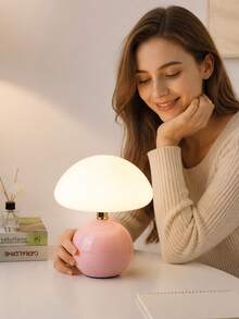 USB供電蘑菇桌燈，LED床頭夜燈，不刺眼暖光，適用於臥室、書桌、居家裝飾 - 均碼 - 查看 6