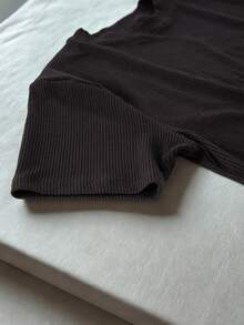 Kit 2 Men's Slim Fit Ribbed T-Shirt, American Style Blouse - Tight Fit - 黑與白 - 查看 5