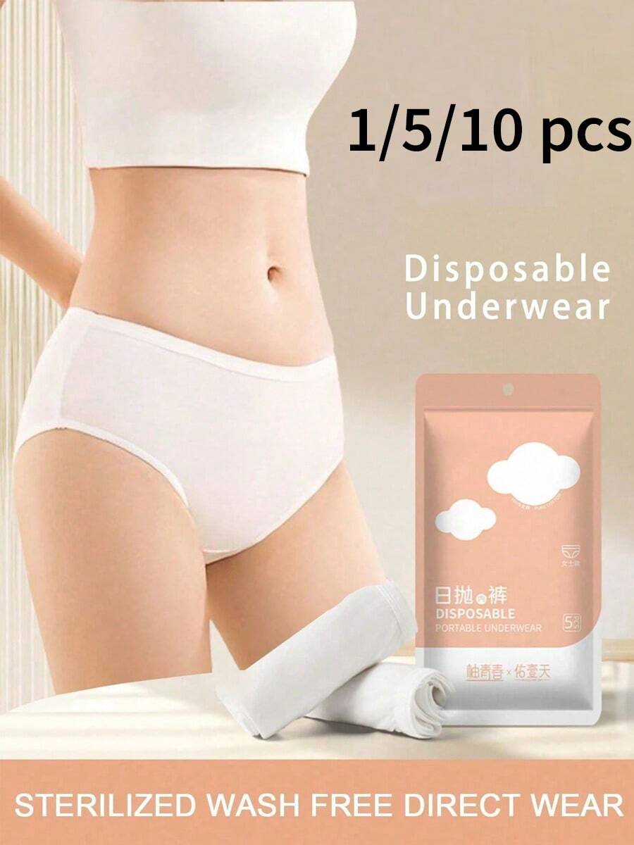 1/5/10入拋棄式女用內褲,無菌,適合旅行、產後、大尺碼女性,聚酯纖維材質,柔軟透氣,白色與彩色可選,適合長途或短途旅行,方便攜帶,拋棄式內衣配件 - 彩色 - 查看 1