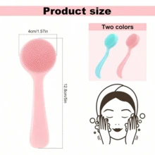 1pc Silicone Facial Brush, Manual Silicone Cleansing Brush, Handheld Facial Exfoliating Brush, Reusable Cleansing Brush, Used For Removing Makeup Residue, Blackheads And Facial Massage - Multicolor - View 3