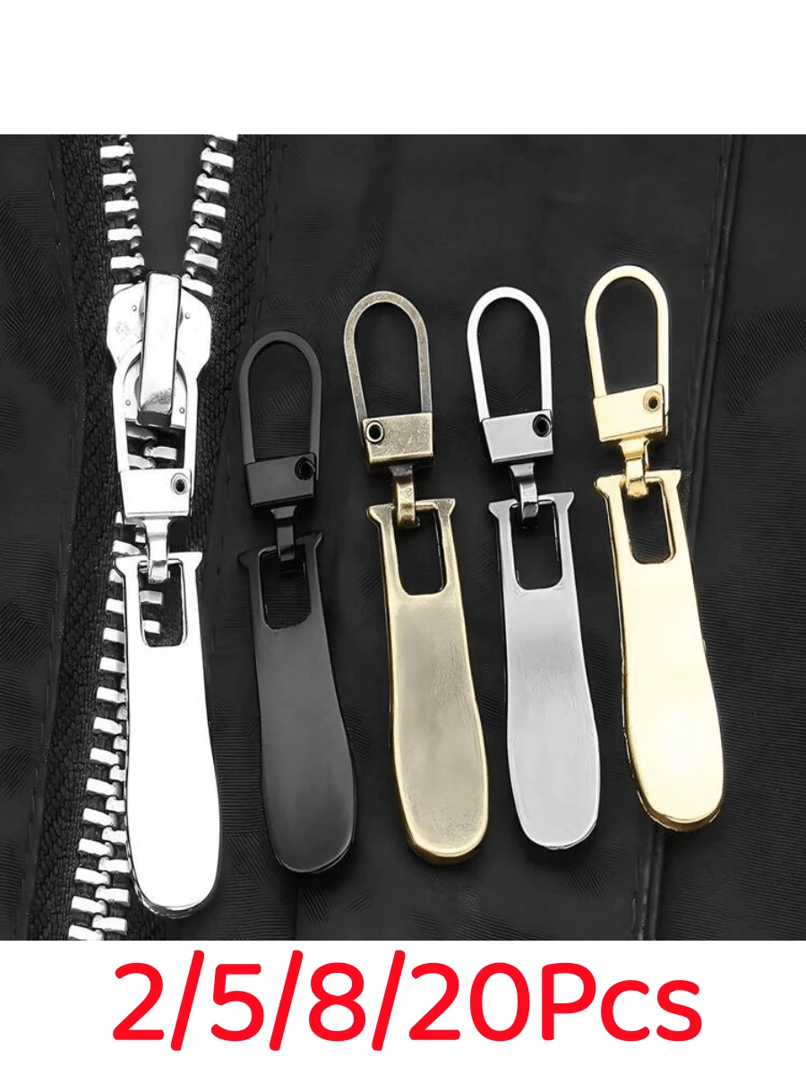 2/5/8/20Pcs Wavy Detachable Metal Zipper Pulls, Replacement PullLock Sliders For Bags, Shoes, Clothing, DIY Craft Zipper Head Sewing Accessories