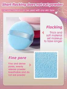 5pcs Loose Powder Puff Set, Cushion Sponge Puff, Super Soft Crystal Velvet Set, Soft Skin-Friendly Loose Powder Puff (No Box), Makeup Sponge, Makeup Tools, Travel Essential, Affordable, - Multicolor - View 3