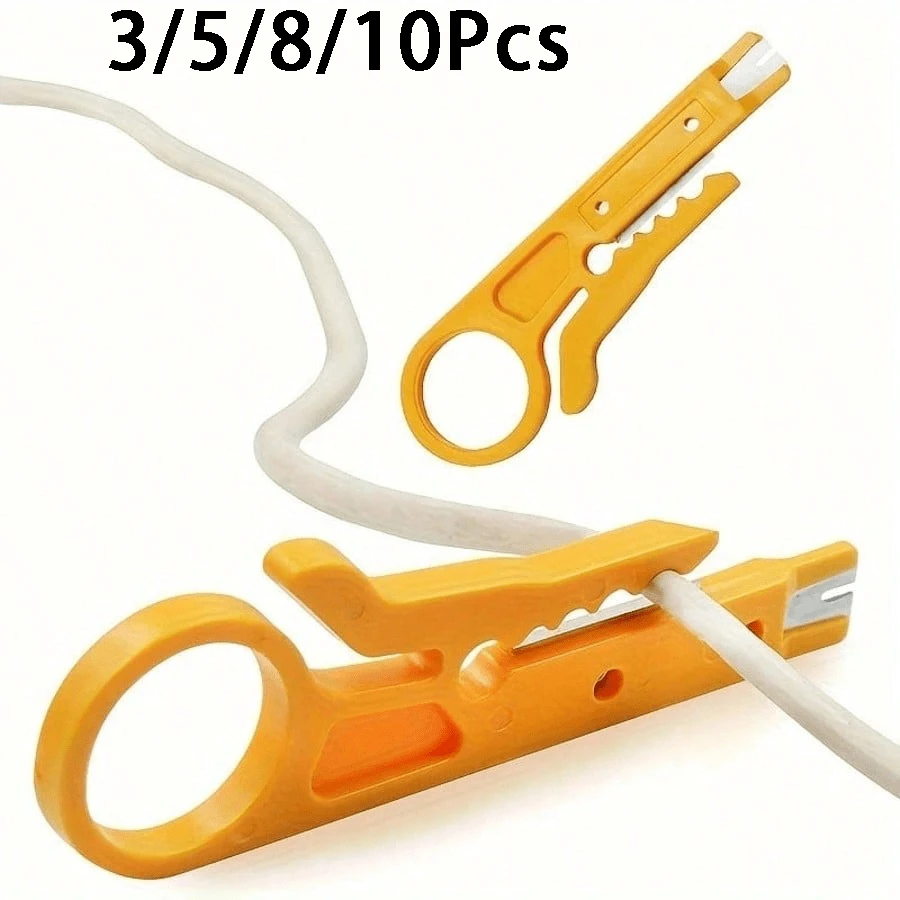 3/5/8/10Pcs Portable Yellow Wire Stripper Tool, 3.5 Inches X 1.1 Inches, Easy-To-Use Electrician Crimping Pliers, Suitable For Wiring And Cable Management - Single Pack - Multicolor - View 1