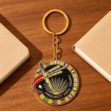 Project Hail Mary Enamel Keychain Sci-Fi Novel Fans Gift International Flags & Rocket Design Metal Key Ring - SQKC059 - View 5