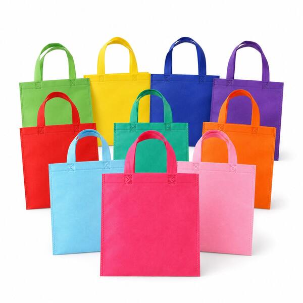 10 túi quà không dệt nhiều màu 20x20cm có quai cầm - Phù hợp cho tiệc sinh nhật và quà tặng nhỏ, chất lượng cao, Giáng sinh, Halloween