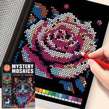 32 Pages Mystery Mosaics Color By Number Coloring Book For Adults & Teens, Creative Pixel Art Painting Activity Book, Stress Relief Anti-Stress Art Therapy Book, Perfect Festival Birthday Gift For Art Lovers - Multicolor - View 8