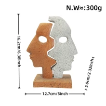 Puzzle facial bicolore décoratif, sculpture de visage abstrait en résine, ornement de bureau d'art moderne, décoration d'intérieur créative et esthétique pour le salon, la chambre, le bureau, cadeau de décoration d'intérieur à la mode - Multicolore - Voir 13
