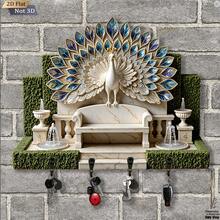 2D Flat, 1pc, Exquisite Peacock Display Key Hook Wooden Multifunctional Home Key Rack, With Four Metal Hooks, Wall Decoration, Porch Decoration, Room Decoration, Villa Decoration, All Season Home Decoration (11.8"X9") - Multicolor - View 5