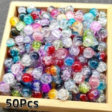 50顆 8mm 水晶玻璃珠 北極光藍色 裂紋圓珠 DIY 手工珠寶 手鍊項鍊耳環製作 - 彩色 - 查看 15