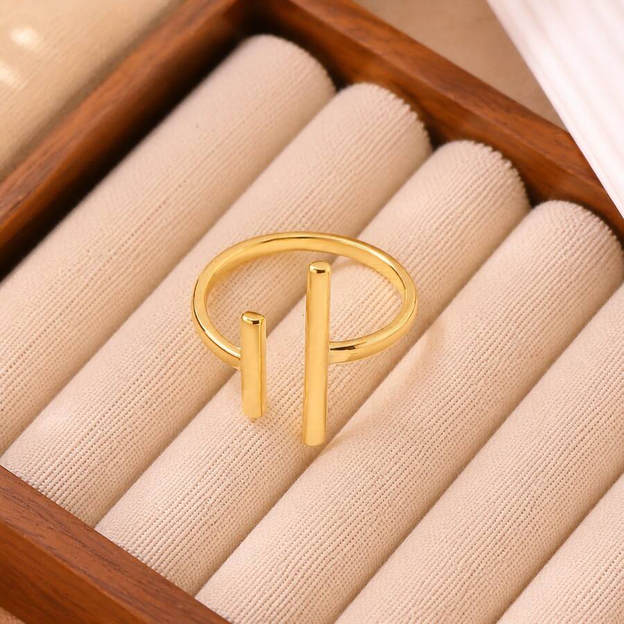 1pc Fashion Stainless Steel Stick Decor Cuff Ring For Women For Daily Decoration