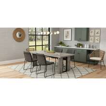 71" Modern Industrial Dining Table - Grey Oak Farmhouse Table With 1.57" Thickened Top, Large Office Conference Table For 6-8 People - Multicolor - View 2