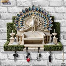 2D Flat, 1pc, Exquisite Peacock Display Key Hook Wooden Multifunctional Home Key Rack, With Four Metal Hooks, Wall Decoration, Porch Decoration, Room Decoration, Villa Decoration, All Season Home Decoration (11.8"X9") - Multicolor - View 3