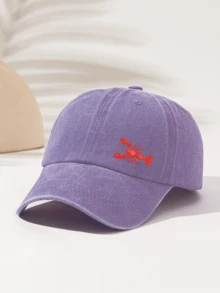 1pc Vintage Washed Lobster Print Baseball Cap, Cool Hippie Hip Hop Curved Brim Hat, Adjustable UV Protection Sun Hat, Unisex Dad Hat - Washed Cap - View 22