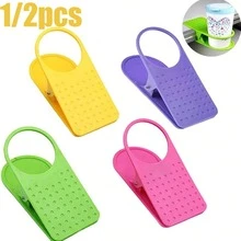 2/1 Stück Clip-On Becherhalter, tragbarer Schreibtischkanten-Becherclip, Kunststoff-Becherhalter Schreibtischkanten-Clip-On Becherablage, großer Clip-On Badezimmerdekoration, geeignet für Campingstühle, Sonnenliegen, Wasserflaschen, Home Office Schreibtischkante - Verschiedenfarbig - Übersicht 1