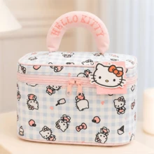 Miniso 官方 Sanrio Hello Kitty 藍色格紋化妝包，化妝品收納袋，旅行盥洗用品收納袋，度假與日常使用便攜收納袋，畢業夏季假期禮物，多色可選 - 彩色 - 查看 3