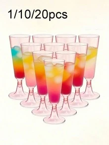 20/10/1pc 150ml Reusable Champagne Glasses, Suitable For Parties, Gatherings, Cold Drinks, Birthdays, Valentine's Day, Weddings And Large Events - Multicolor - View 1