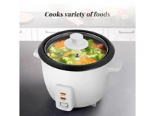 Elite Cuisine ERC500 6 Cup Non-Stick Rice Cooker With Steam Tray - White - View 4