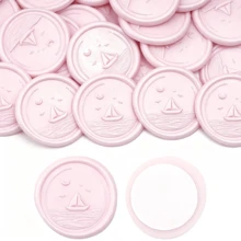 20入 3D 浮雕帆船圖案自黏式蠟封貼紙，適用於禮物、婚禮邀請函信封 - 淡粉色 - 帆船-淺粉 - 查看 3