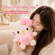 Hasbro 1 pieza Muñeca de peluche Sanrio Hello Kitty abrazando un corazón, muñeca de gato con lazo lindo, regalo de cumpleaños para niñas, almohada de peluche de gato KT con forma de corazón, 30/40cm decoración del hogar, muñeca de consuelo - Multicolor - Ver 4