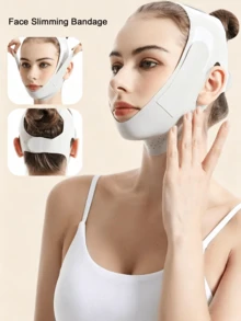 Sangle de levage du menton réutilisable en forme de V ajustable pour la réduction du double menton, le modelage de la mâchoire et le raffermissement de la peau - Multicolore - Voir 2