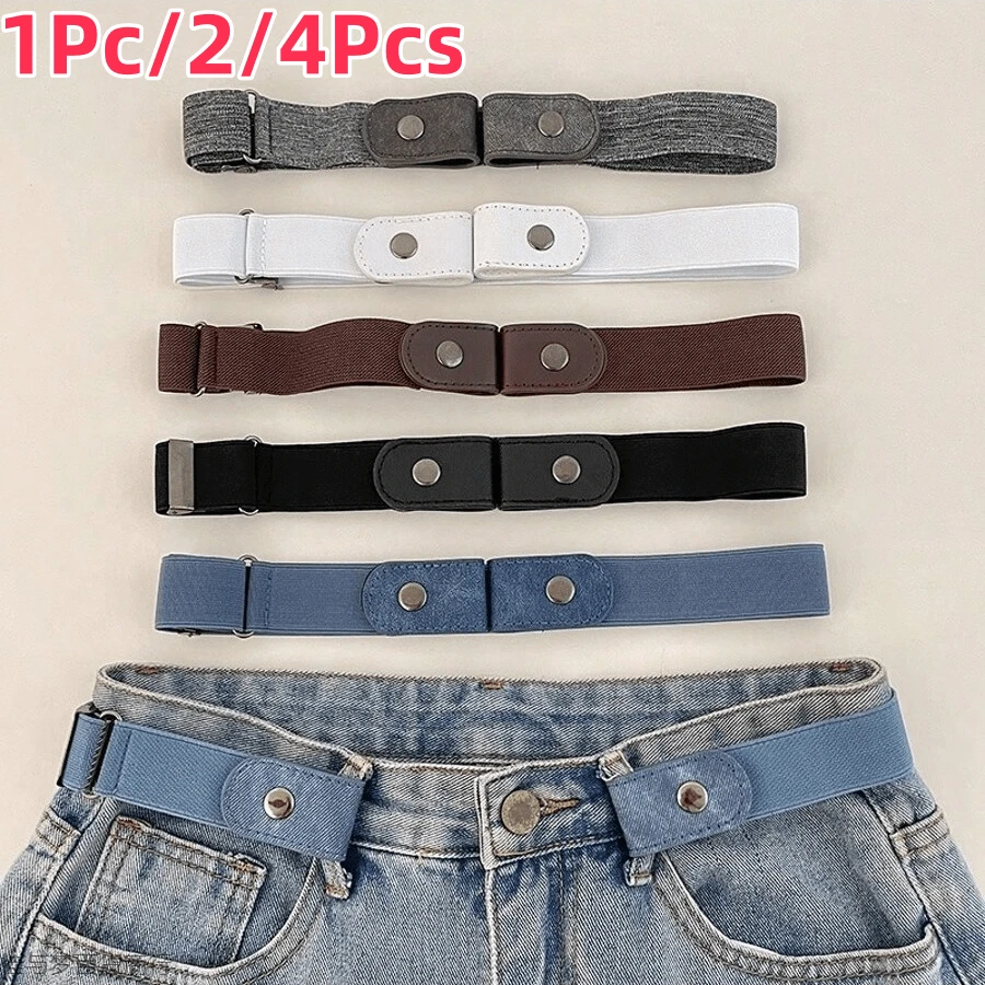 1件/2件/4件彈性腰帶，可調節無扣腰帶，適用於牛仔褲，隱形彈性腰帶，中性，修身腰部 - 無扣舒適設計，可調節且彈性，完美貼合牛仔褲和長褲 - 增強您的身體輪廓，復古彈性腰帶 - 無扣，隱形貼合，適用於男士和女士，舒適彈性，通用尺寸