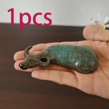 1 buah Patung Sapi Keramik Hijau, Patung Dekorasi Rumah Kreatif, Cocok untuk Dalam Ruangan, Kantor, Kafe, Kedai Teh, Hadiah - MultiWarna - View 7
