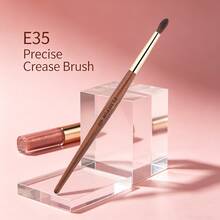 FLUFFIN 1 Stück E35 Präzisions-Faltenpinsel aus Rosshaar, kleiner Falten-Blending-Make-up-Pinsel, hochwertig, Rosenholz mit Kupferrohr - Rotbraun - Übersicht 4