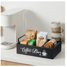 Manovix Organizer Bar Kopi Kayu Hitam Gaya Rumah Pertanian – Penyimpanan Multifungsi untuk Sudut Kopi & Kotak Teh. Tersedia dalam 1 atau 2 Tingkat. Desain Pegangan yang Ramping, Organizer Stasiun Kopi yang Sempurna untuk Meja Dapur & Dekorasi Kantor. - Kayu - View 7
