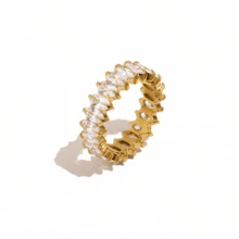 1 Stück Luxus 18K Vergoldeter Edelstahl Ring mit funkelnden Zirkoniasteinen, geeignet für den täglichen Gebrauch und Hochzeitstragen von Frauen, Geschenk - Diamantring - Übersicht 12