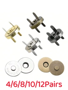 4/6/8/10/12對磁吸扣，多色可選，縫製按扣扣件，適用於手工藝、錢包、包袋、衣物、皮革製品，銅材質，超強磁力，藝術手工藝用品 - 彩色 - 查看 12