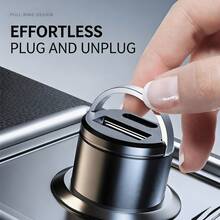 1入裝超迷你隱藏式車用充電器，雙口USB-A與Type-C快充車用充電器，拉環設計，輕巧低調車用轉接器，相容智慧型手機 - 多色 - 查看 5