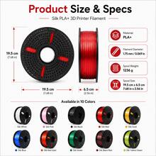 Silk PLA+ 3D Printer Filament 1.75mm, 1236g Large Spool, Glossy Silk Finish PLA Plus Filament, Smooth Feeding, Neatly Wound, Low Warping, Compatible With Most FDM 3D Printers For Models, Prototypes, DIY Projects & Desk Decor - View 9