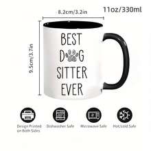 [24-Hour Shipping Within Mexico] Double-Sided Print Mug "Best Dog Caregiver Ever" White Ceramic Coffee Mug - Insulated, Reusable With Paw Print Design - Ideal Gift For Pet Lovers On Birthdays, Holidays, Christmas, Valentine's Day, Best For Christmas - 2 - 查看 7